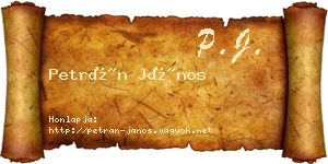 Petrán János névjegykártya
